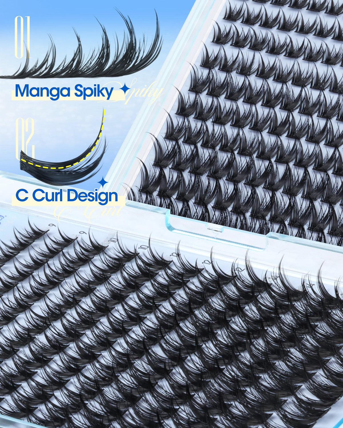 Delyneph Manga Lash Clusters Kit displayed on a vanity table