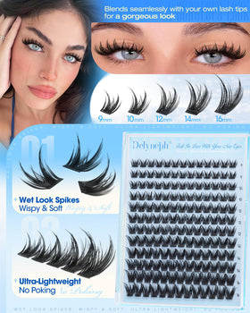 Delyneph Manga Lash Clusters Kit showcasing different lash styles