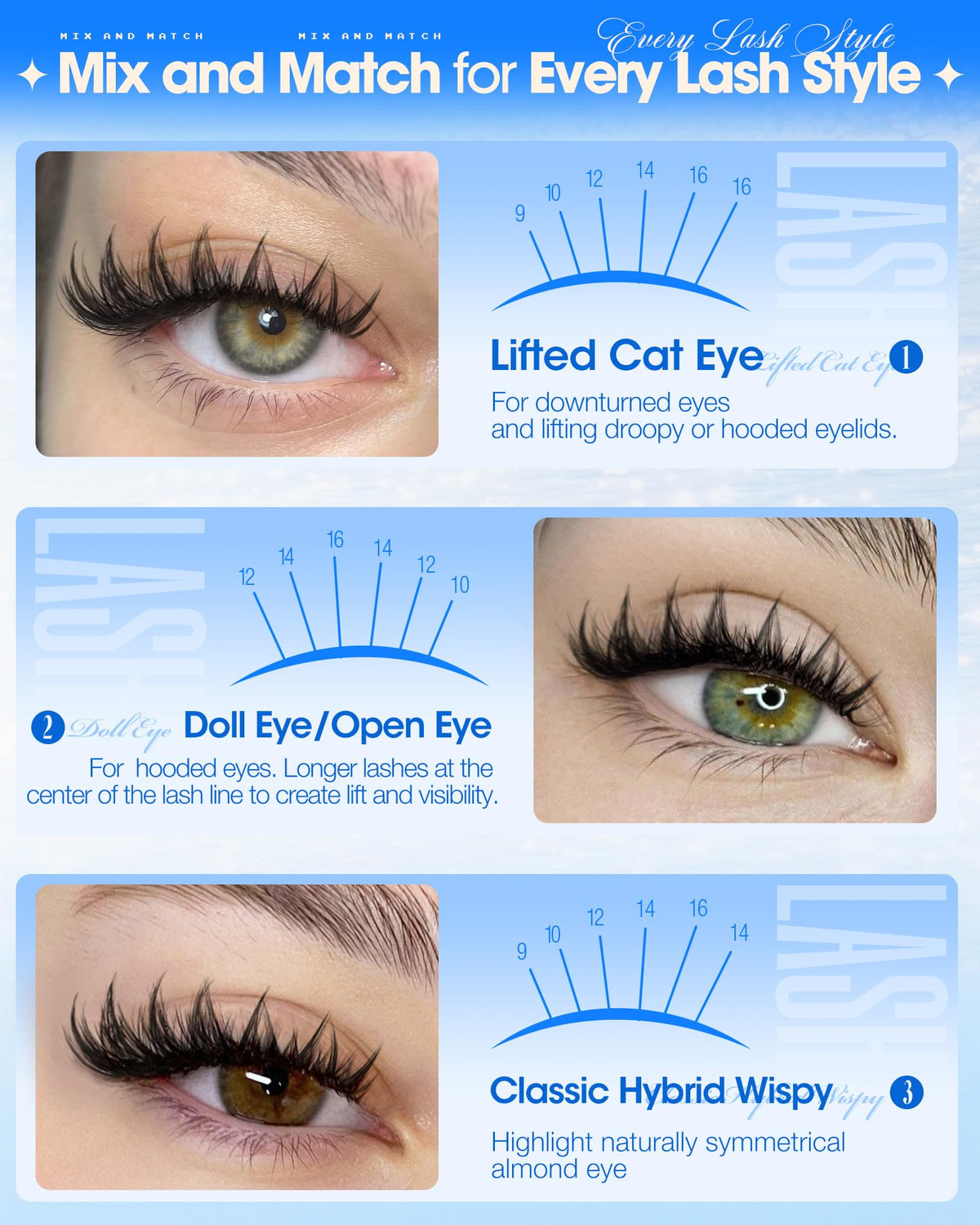 Delyneph Manga Lash Clusters Kit with applicator tools included