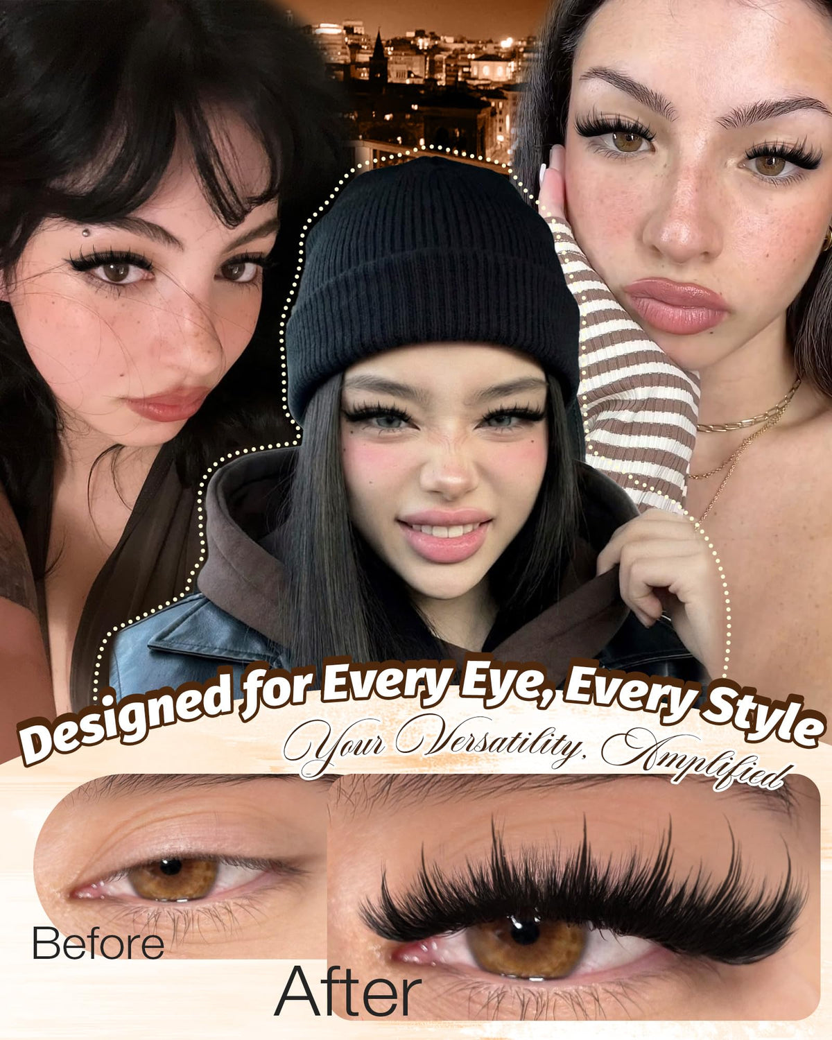 Delyneph Manga Lash Clusters side view showcasing individual clusters