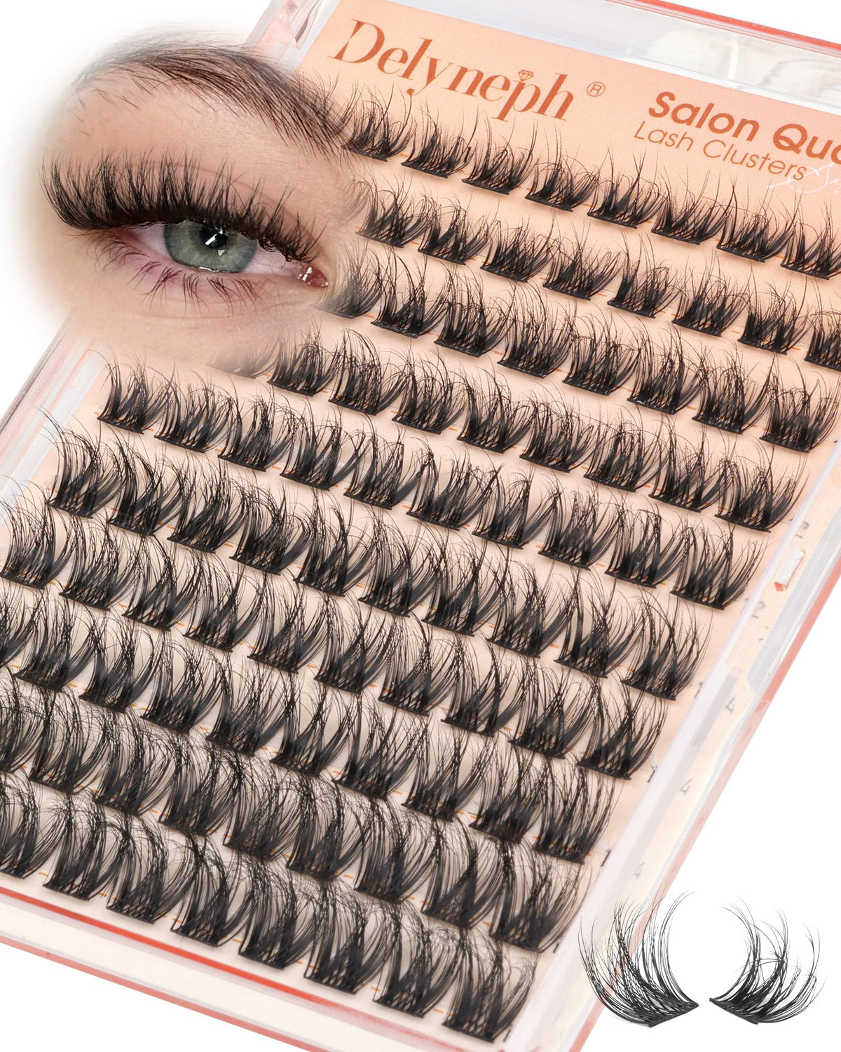 Delyneph Wispy Lash Clusters C Curl front view