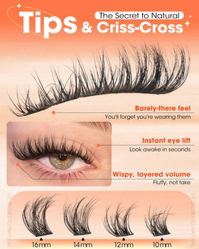 Delyneph Wispy Lash Clusters C Curl packaging