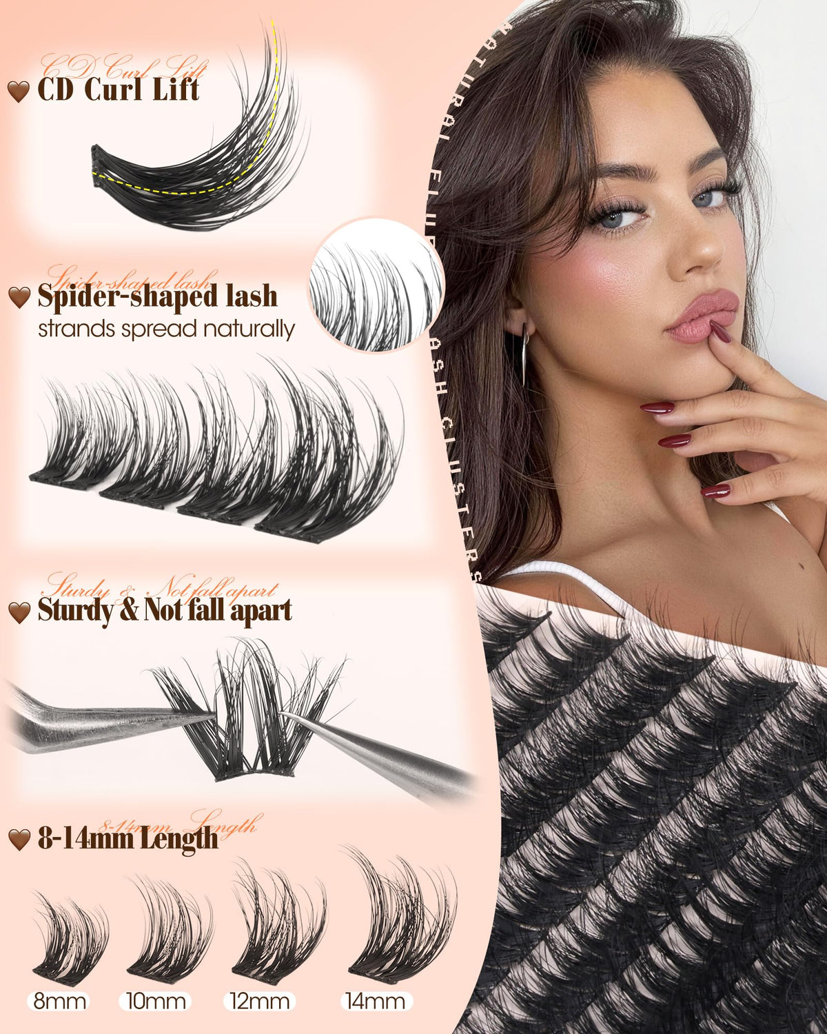 Delyneph Wispy Lash Clusters close-up of C curl structure