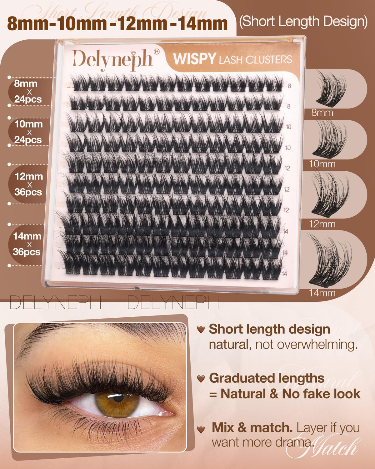 Delyneph Wispy Lash Clusters in a beauty routine setup