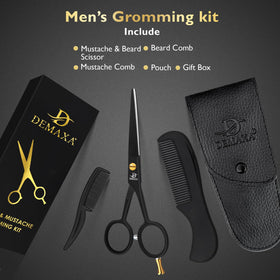 DEMAXA beard scissors demonstrating micro-serrated blade