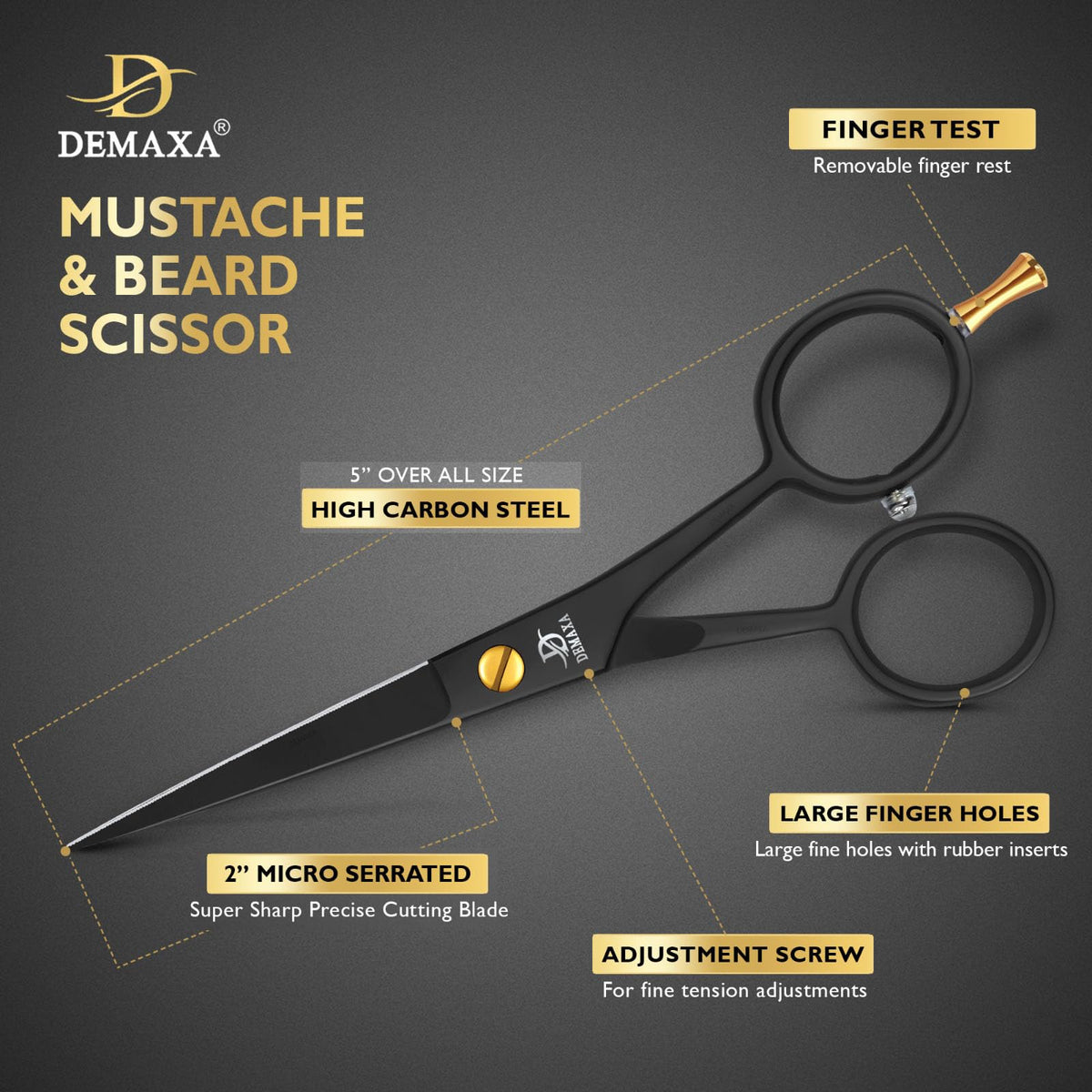DEMAXA beard scissors with extra-large finger holes