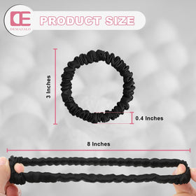 DEMAZALO black silk scrunchies front view