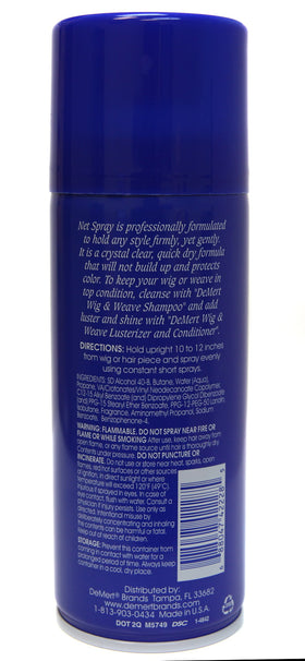 Demert Wig & Weave Net Spray 9.61 oz back view with ingredients
