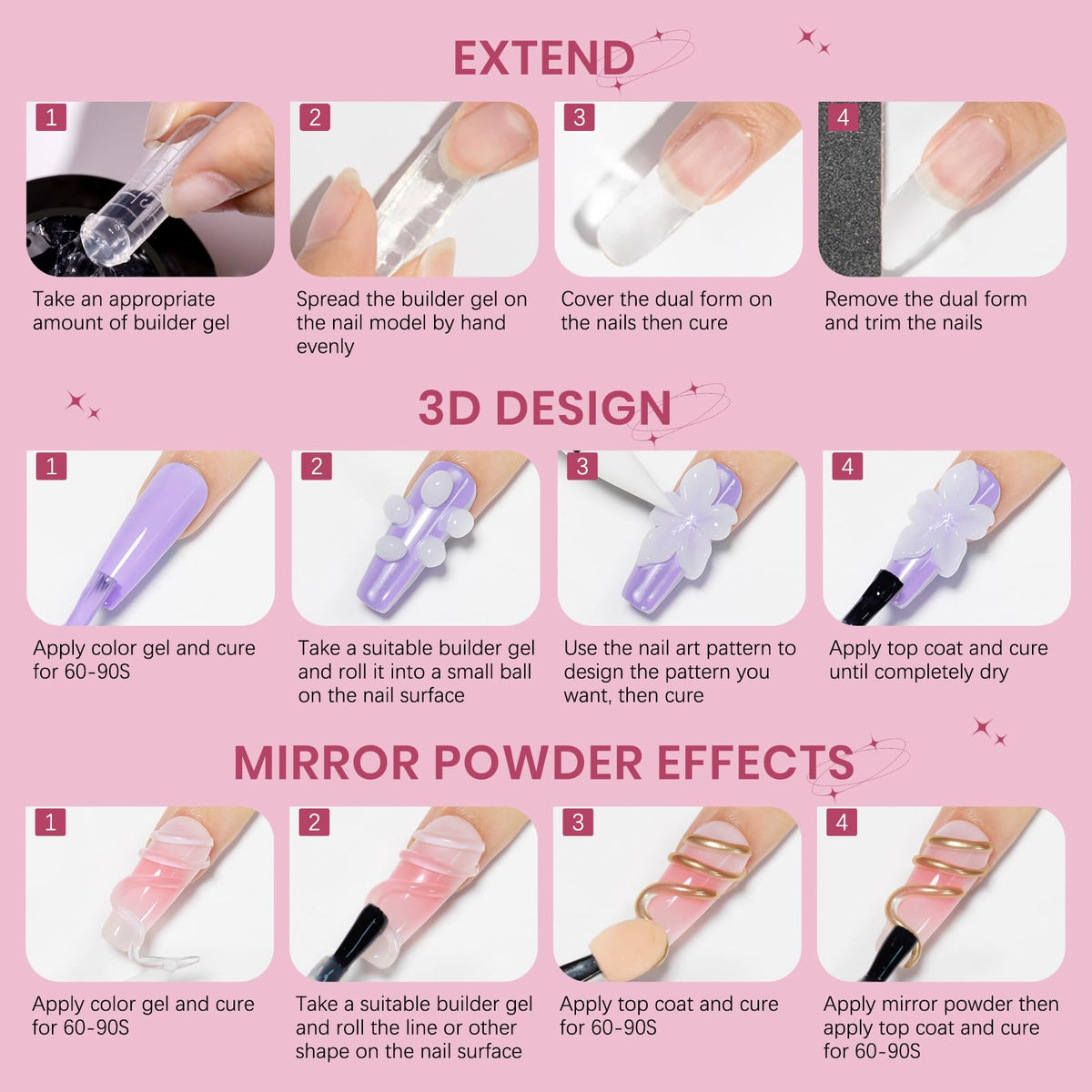 Demonstrating nail extension using SUPWEE Builder Gel