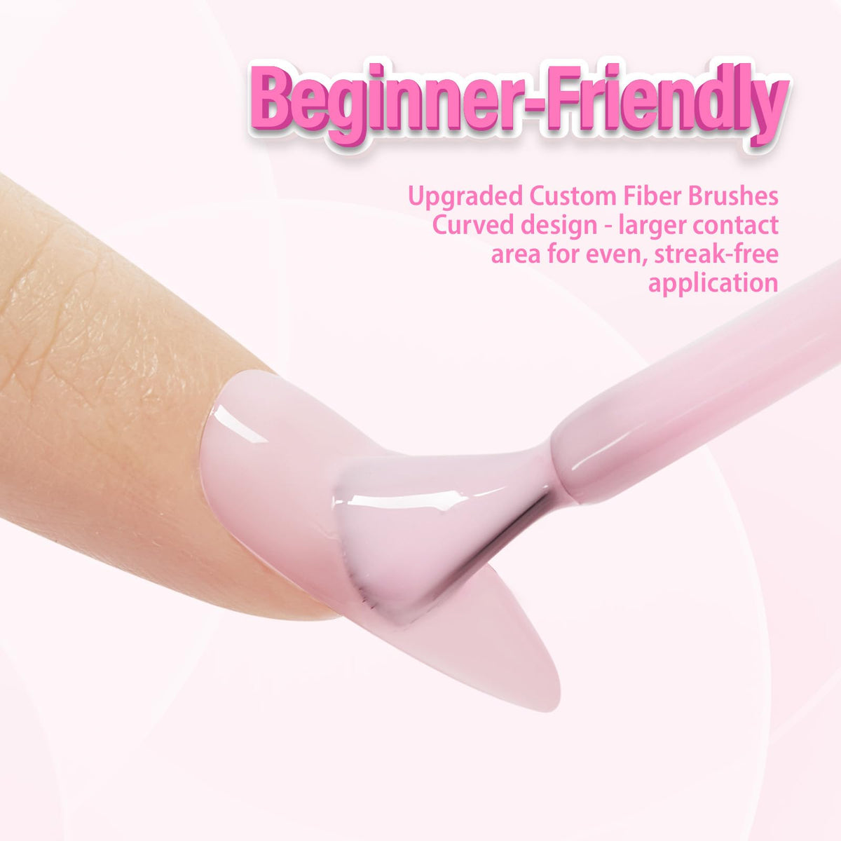 Demonstration of layering Makartt Milky Pink Gel Nail Polish
