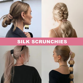 DEMZALO silk scrunchies in different styling options
