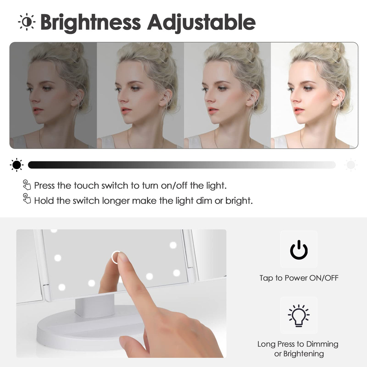 DenCert Makeup Mirror with touch control screen