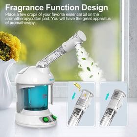 Denfany Facial Steamer side view showing 360° rotatable sprayer