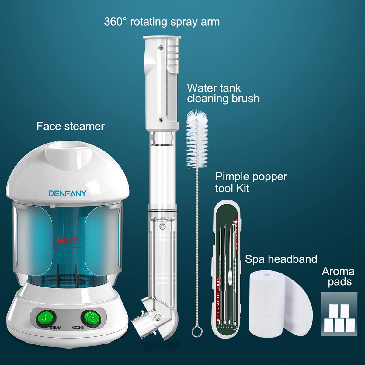 Denfany Facial Steamer with essential oil cotton pad