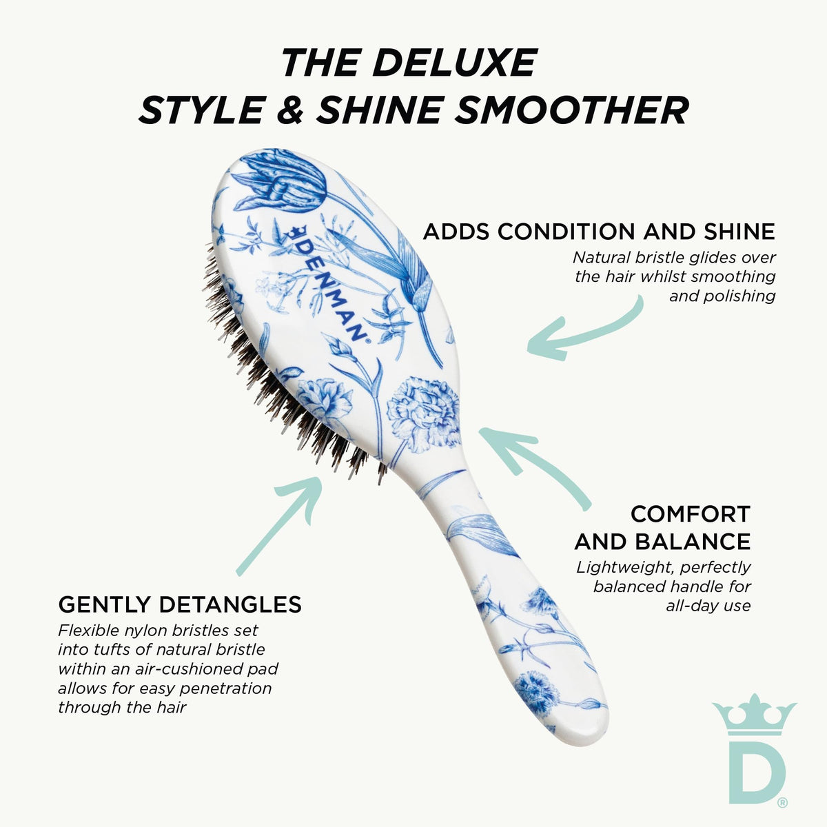 Denman Boar Bristle Hair Brush with packaging
