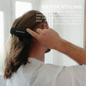Denman Curly Hair Brush D3 All Black handle close-up