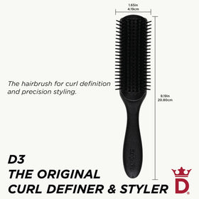 Denman Curly Hair Brush D3 All Black side view