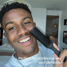 Denman Curly Hair Brush D3 All Black with curls styled