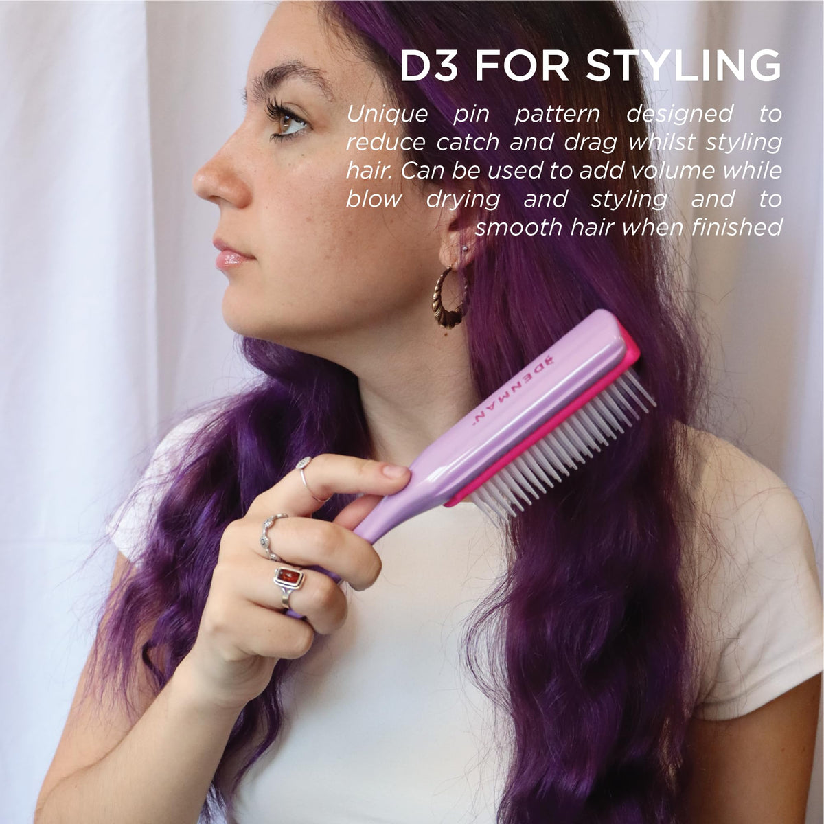 Denman Curly Hair Brush D3 in use on curly hair