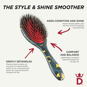 Denman D81M Boar Bristle Hair Brush in use on curly hair