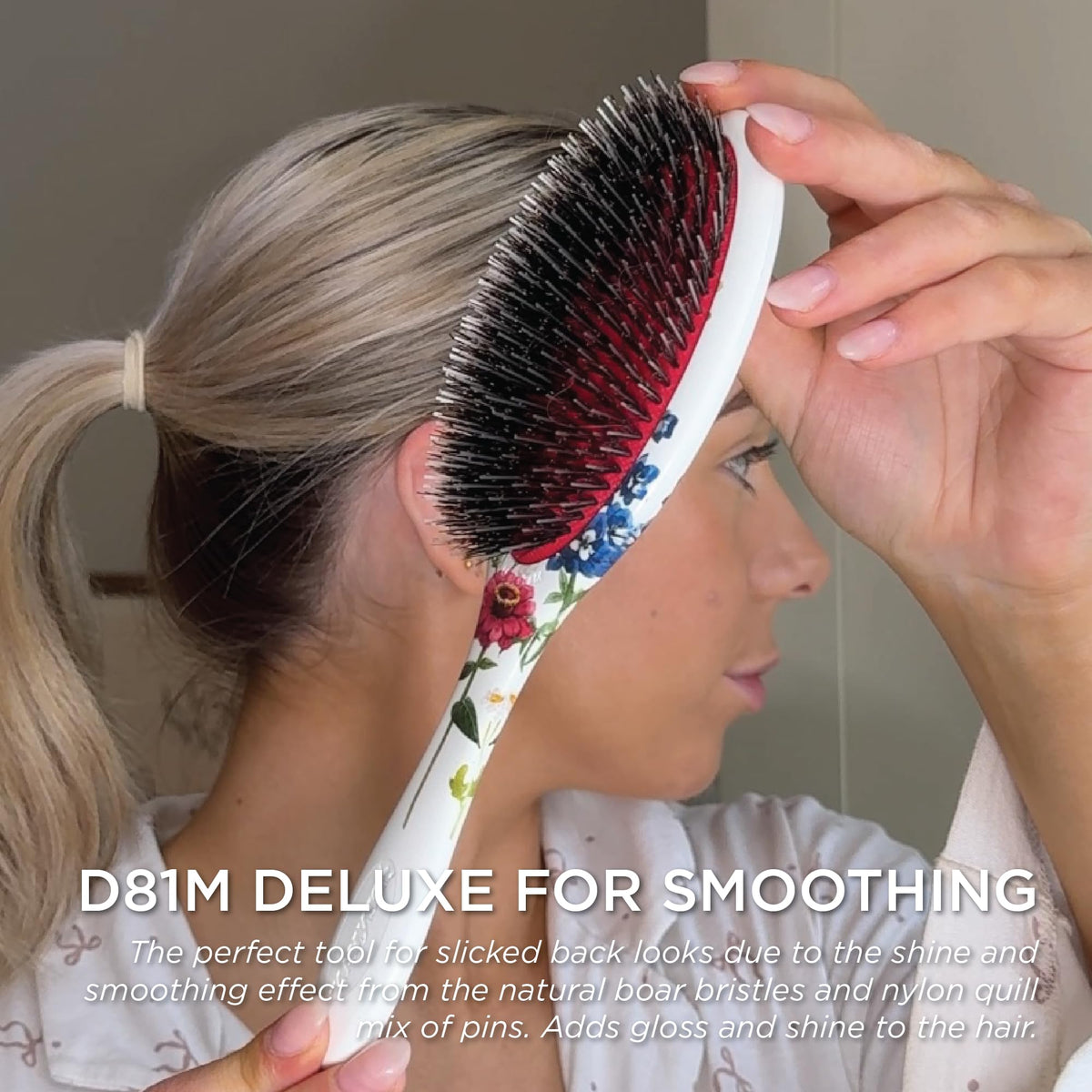 Denman D81M hairbrush in lifestyle setting on a vanity
