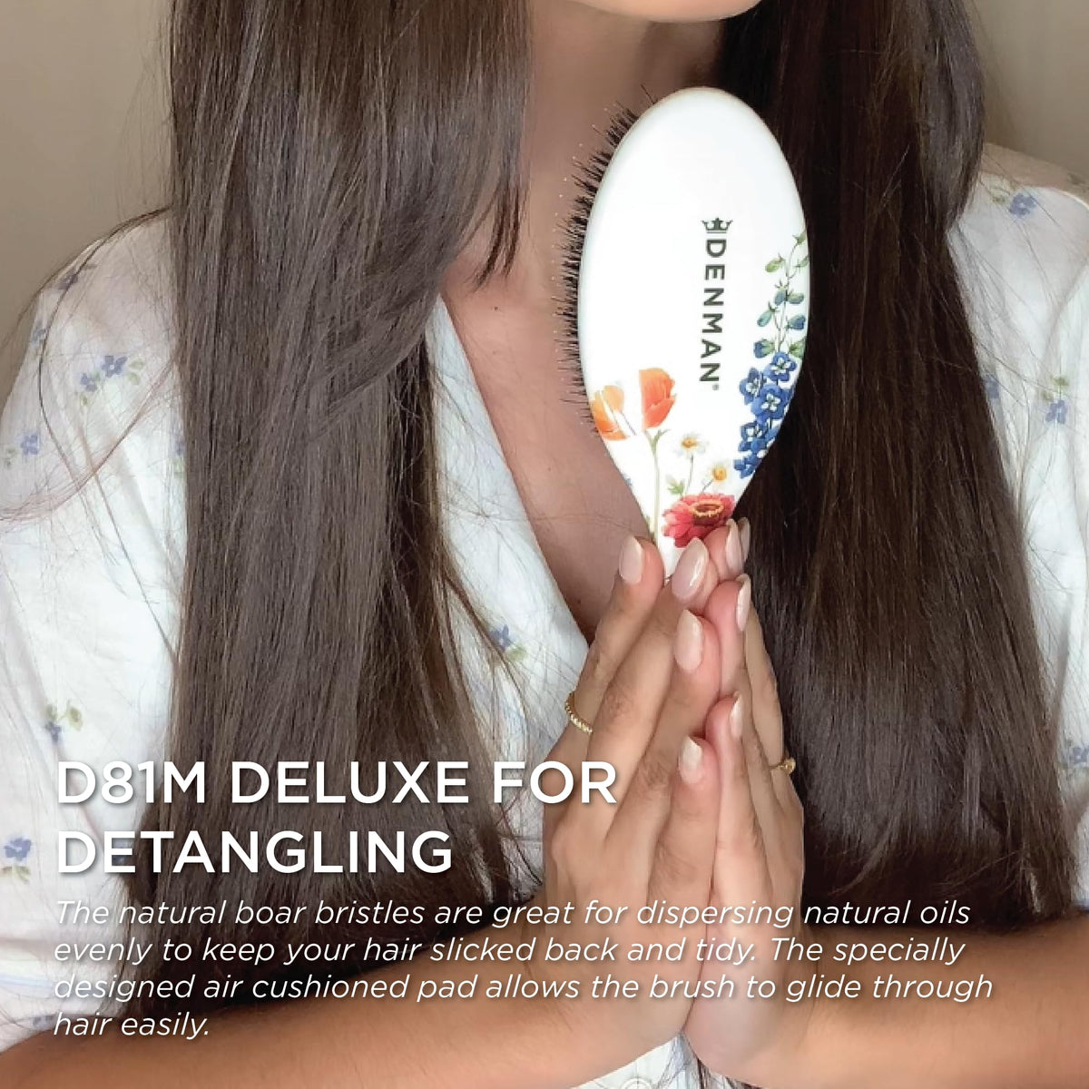 Denman D81M hairbrush side view demonstrating dual-bristle design