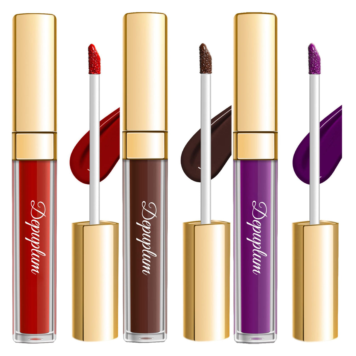 Depuplum Matte Liquid Lipstick Set front view with three shades