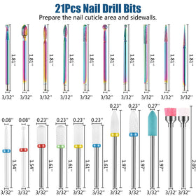 Depvko 21pcs Nail Drill Bits Set displayed with tools