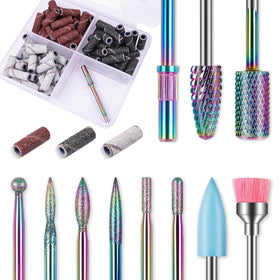 Depvko Nail Drill Bits Set with 10 carbide bits and 75 sanding bands