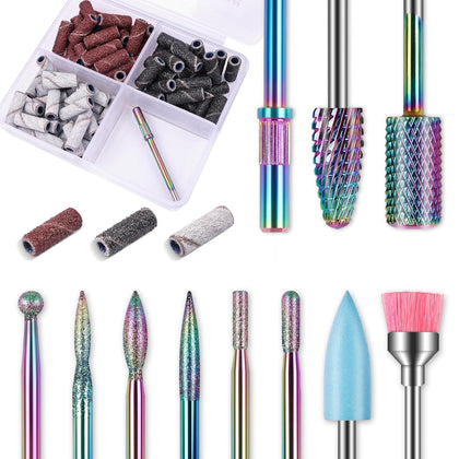 Depvko Nail Drill Bits Set with 10 carbide bits and 75 sanding bands