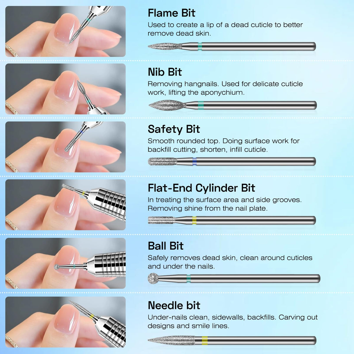 Depvko nail drill bits set with cleaning brush