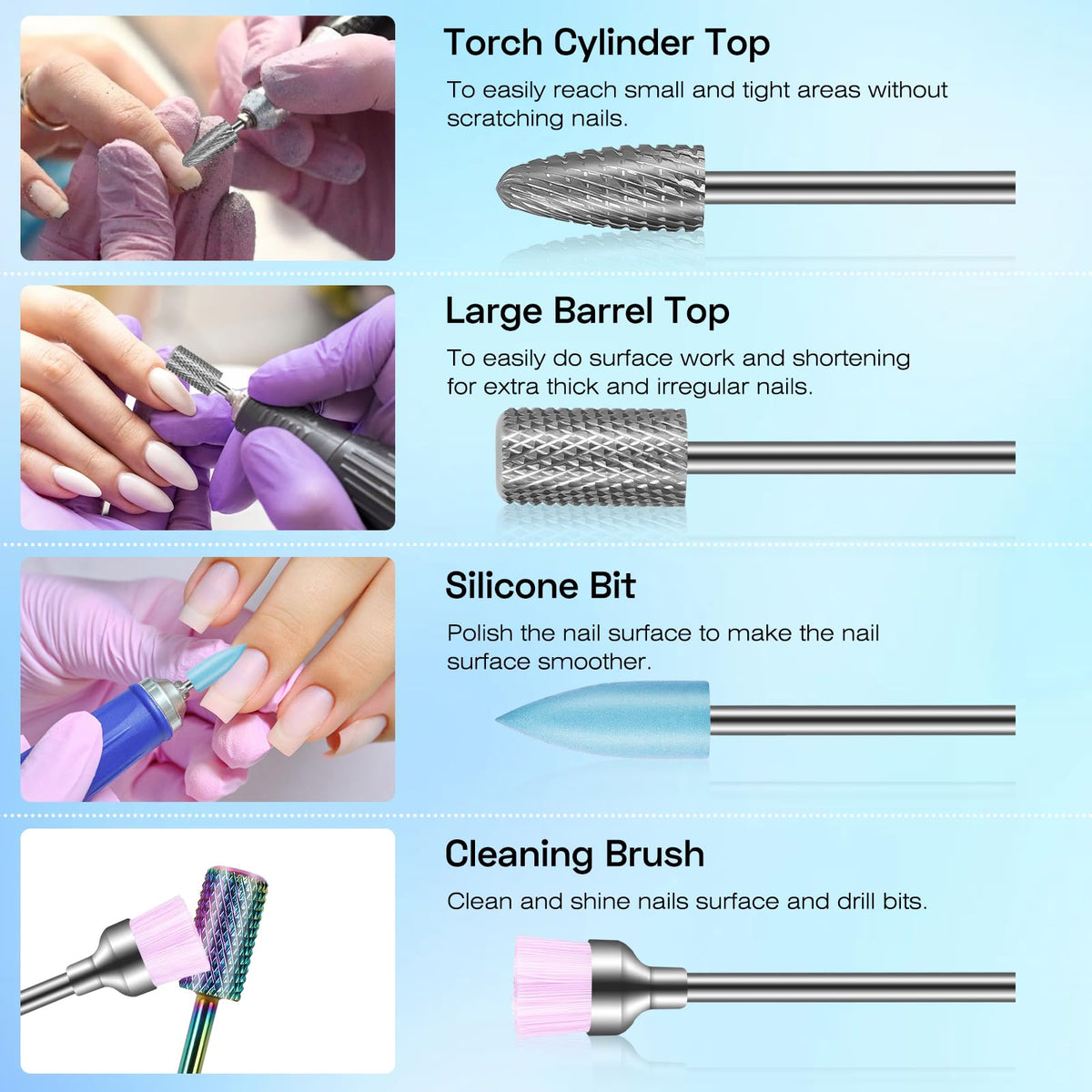 Depvko sanding bands in various grits with mandrel bit
