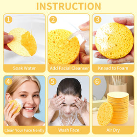 derloyo compressed facial sponge in use with cleanser