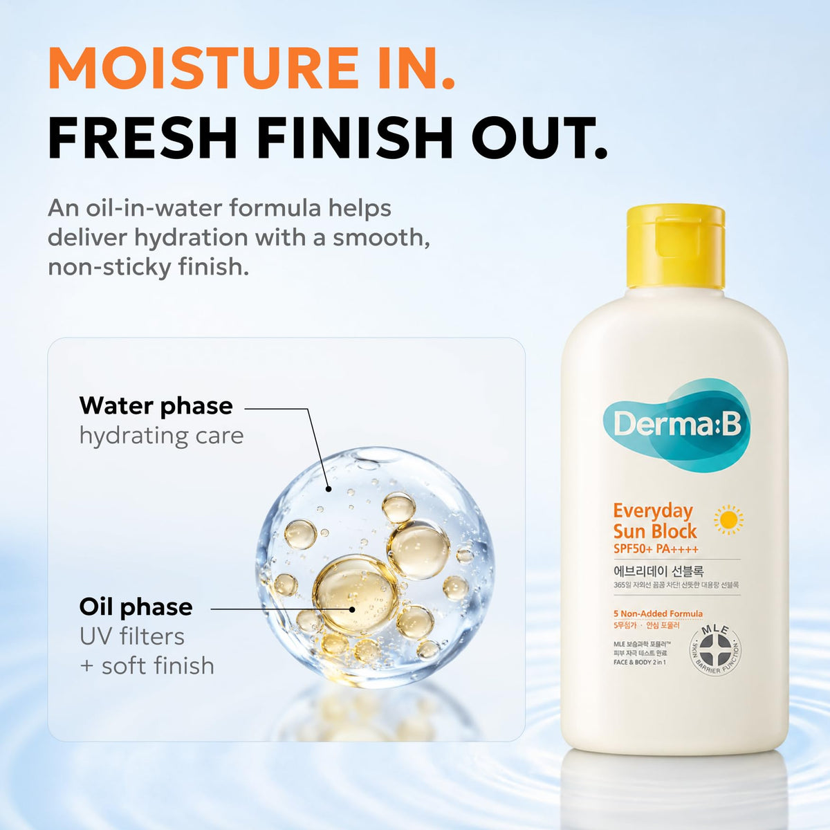 Derma B Everyday Sun Block SPF50+ 200ml packaging details