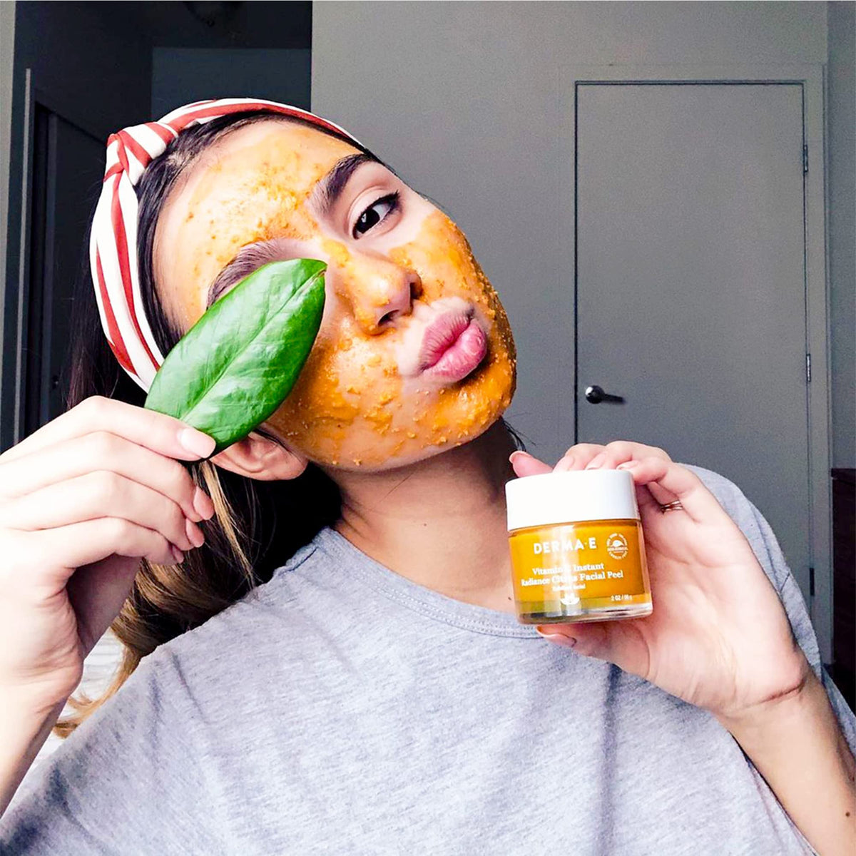 Derma E Vitamin C Instant Radiance Facial Peel on a bathroom counter
