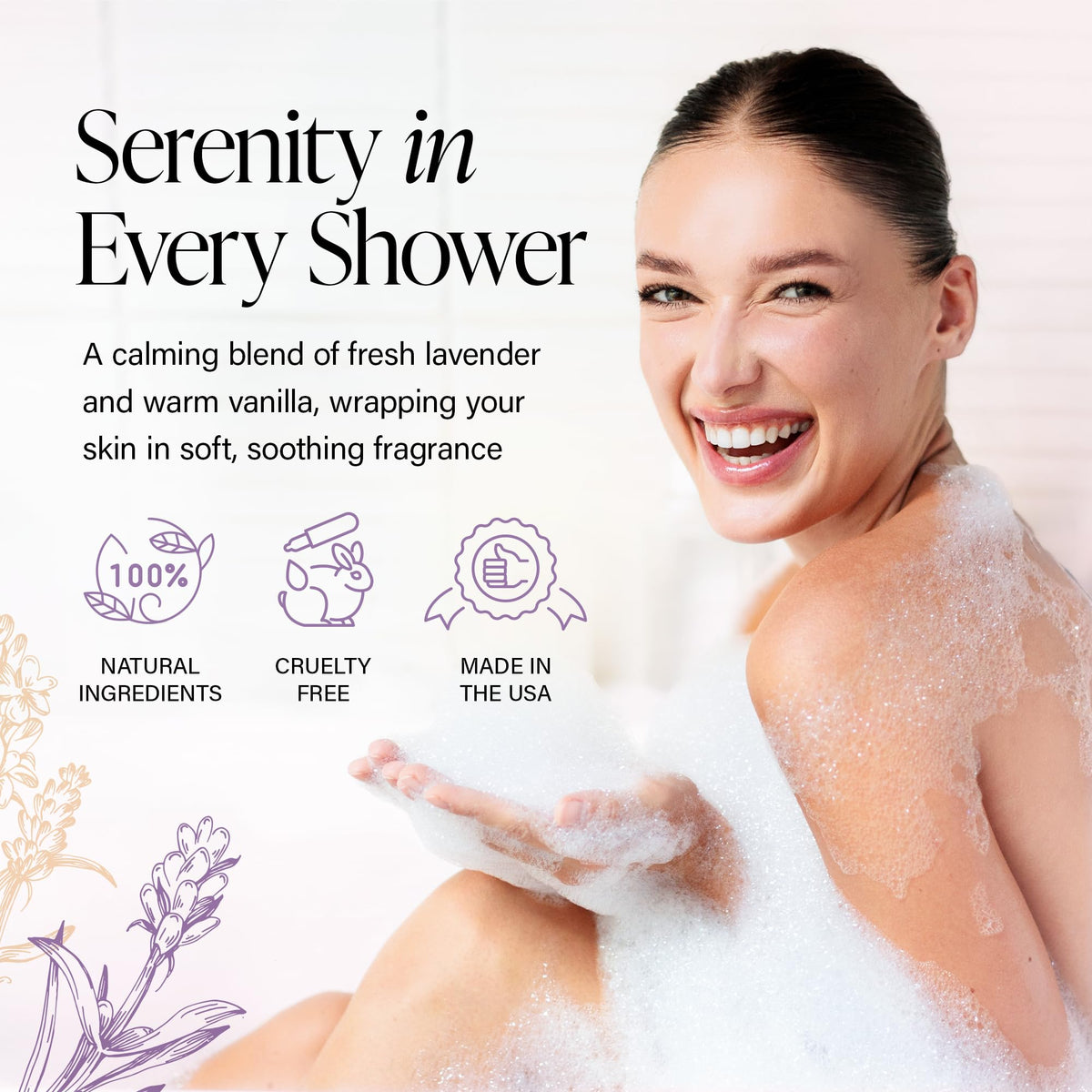 Derma-Nu Lavender & Vanilla Body Wash 8 oz back view