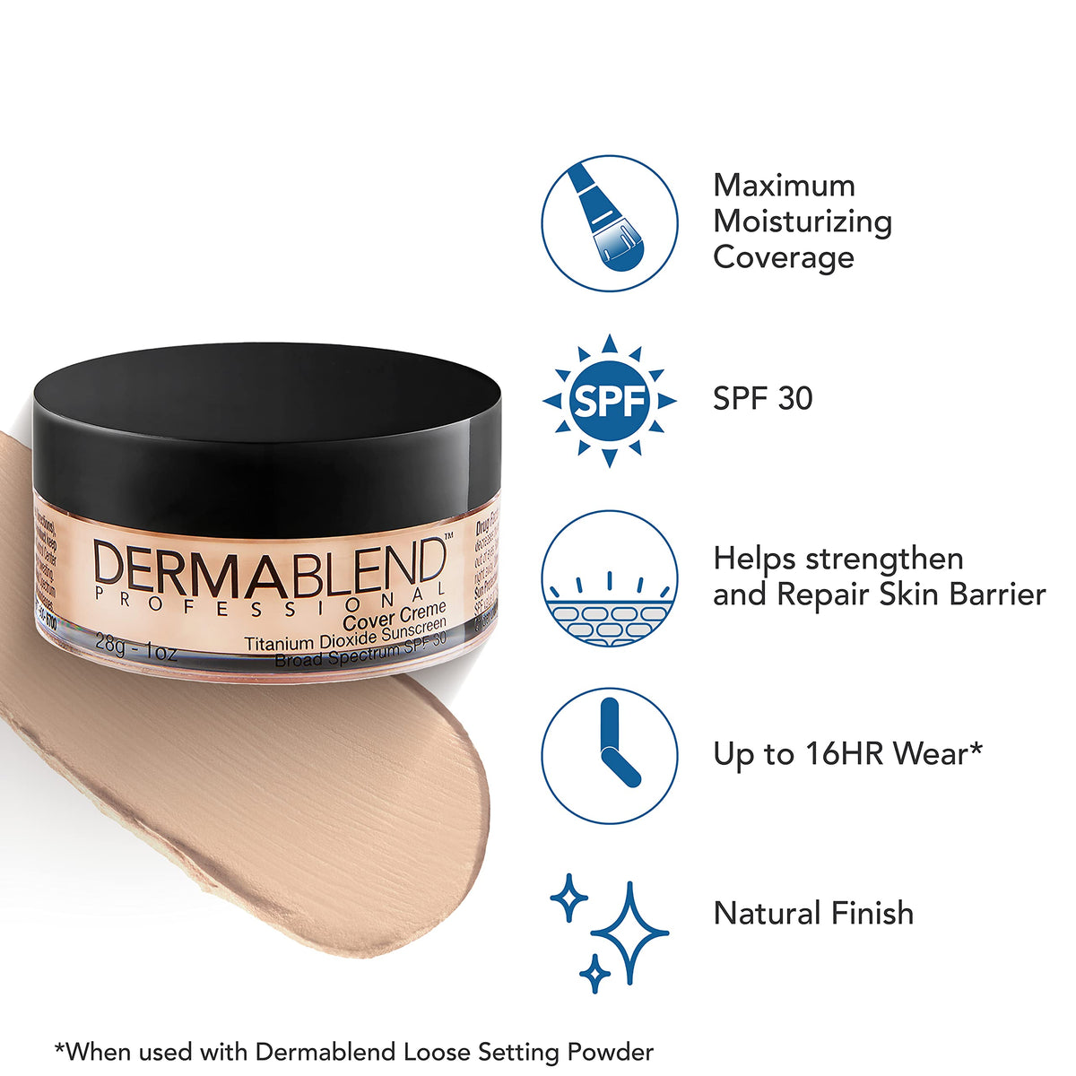 Dermablend Cover Crème Foundation 0C Pale Ivory texture close-up