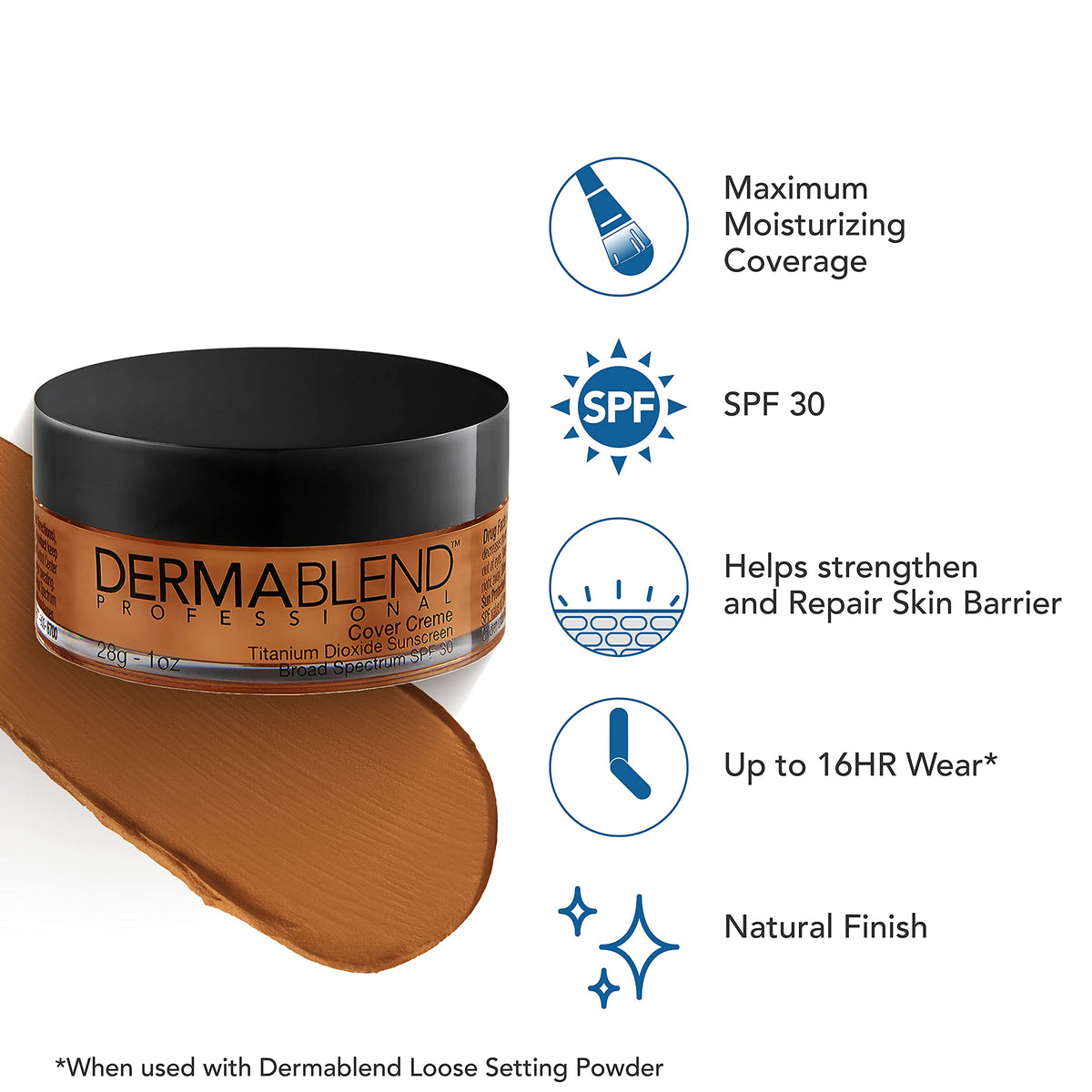 Dermablend Cover Crème High Coverage Foundation 60N Café Brown with packaging