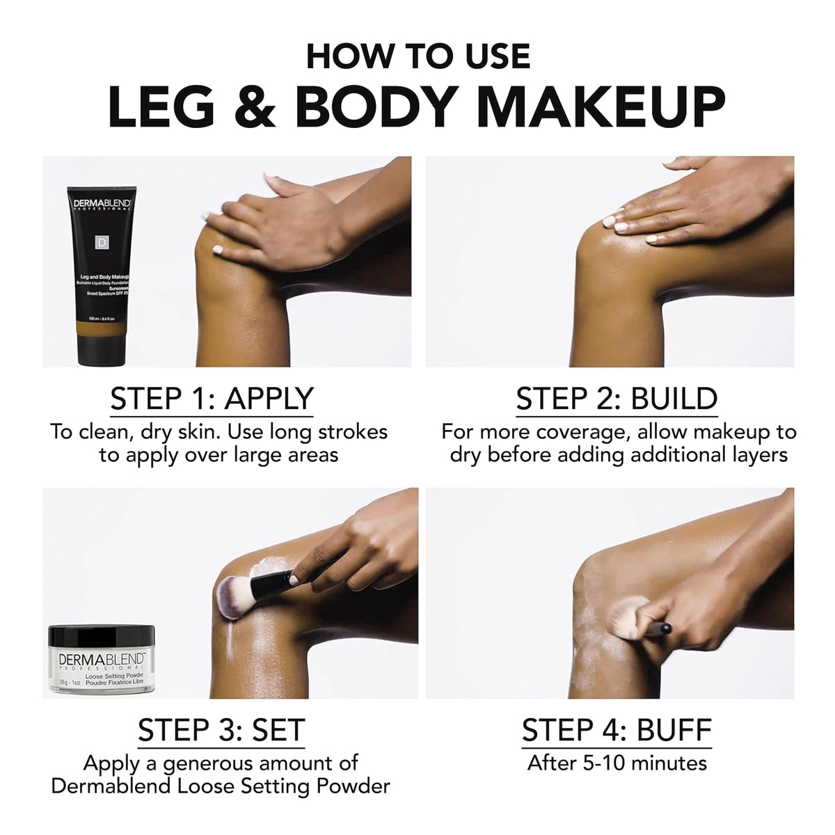 Dermablend Leg & Body Makeup Foundation SPF 25 application on leg