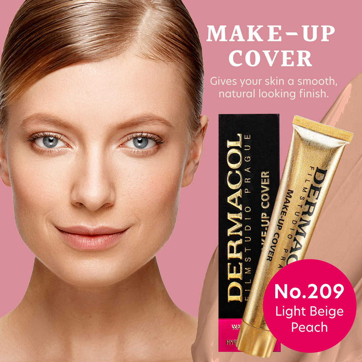 Dermacol Full Coverage Foundation No.209 swatch on skin