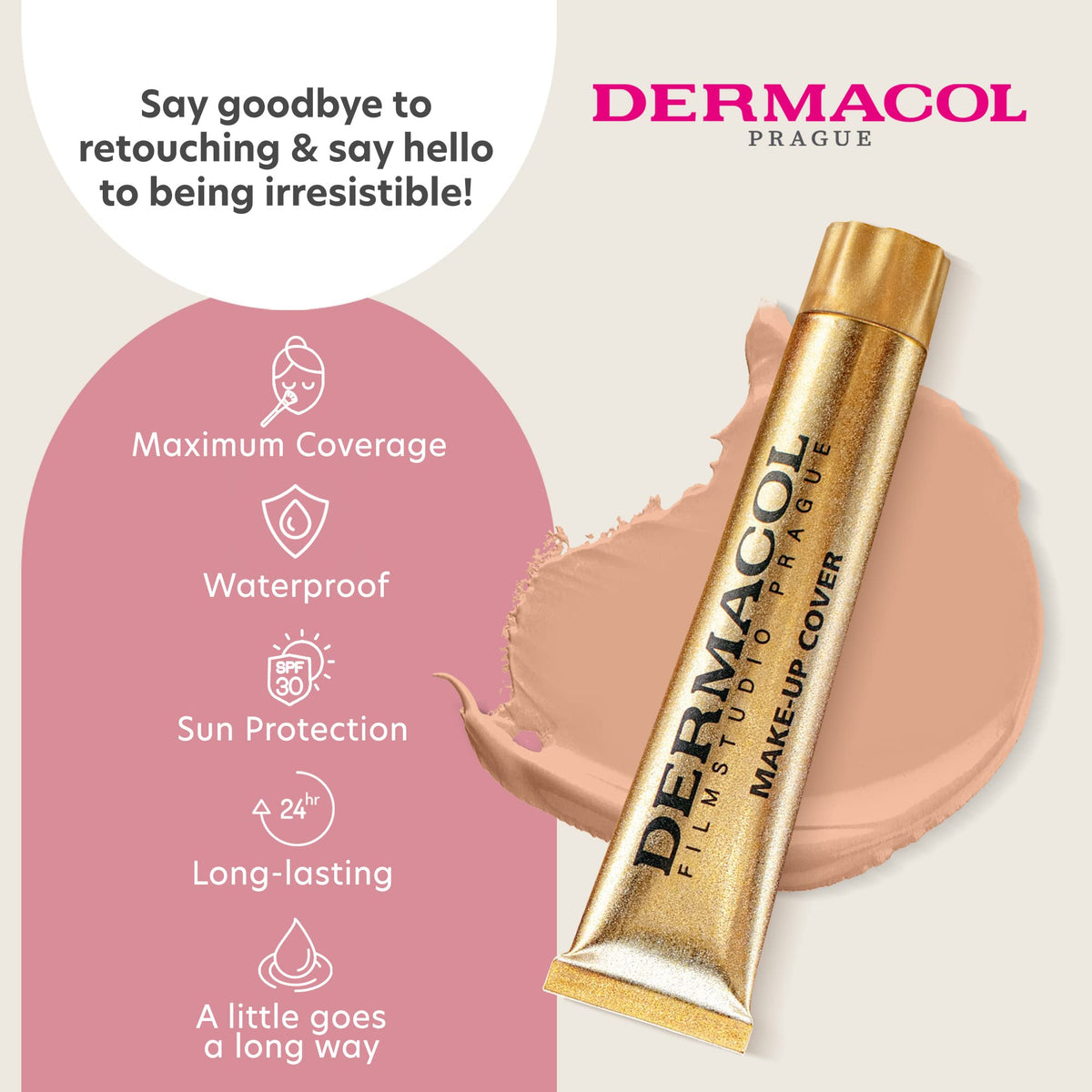 Dermacol Full Coverage Foundation SPF 30 No.210 tube close-up