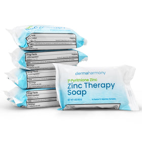Dermaharmony 2% Pyrithione Zinc Bar Soap in a bathroom setting