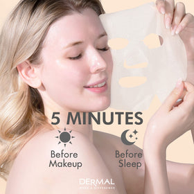 DERMAL Collagen Essence Face Mask in use