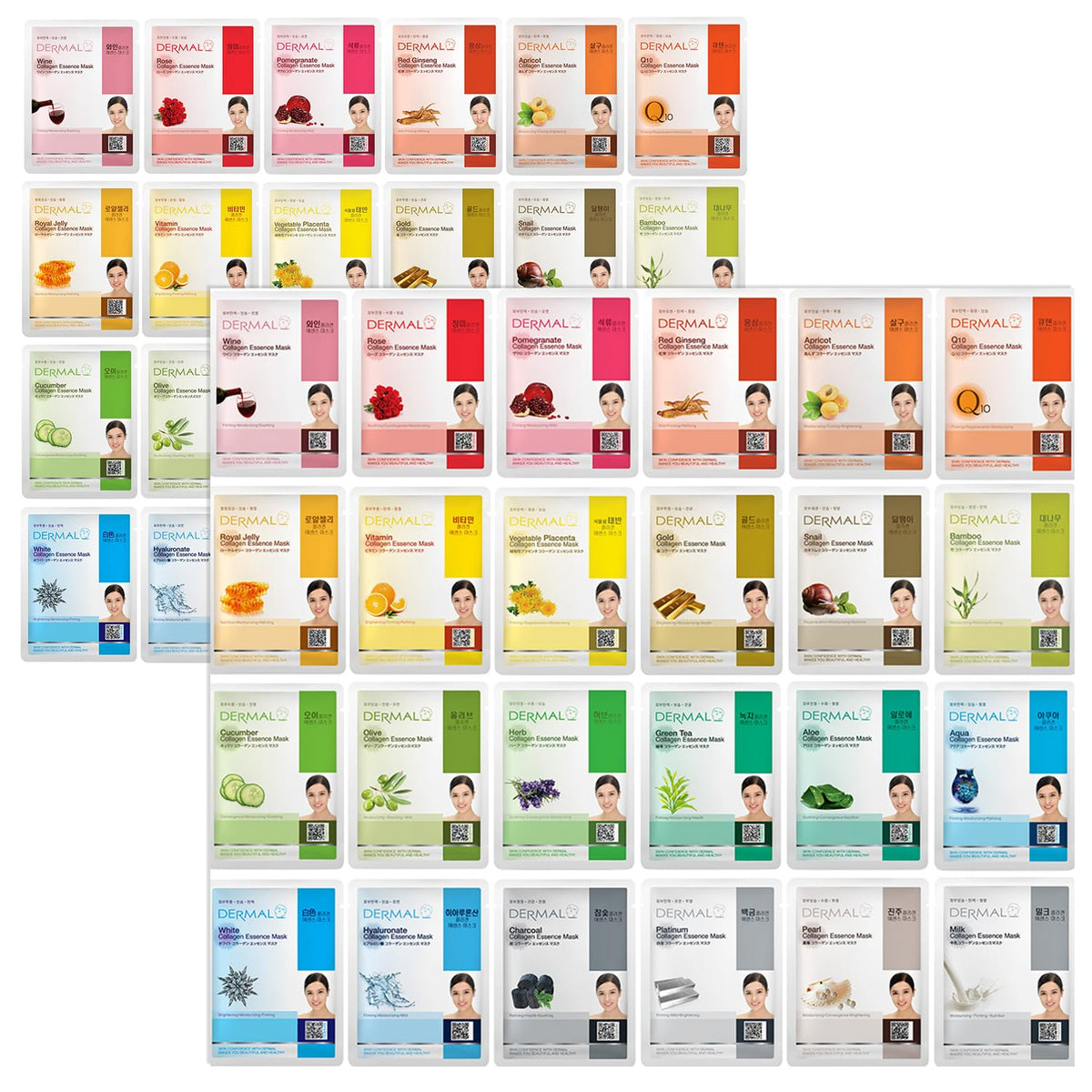 DERMAL Korean Essence Sheet Mask Variety Pack front view