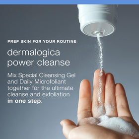 Dermalogica Special Cleansing Gel on a bathroom shelf