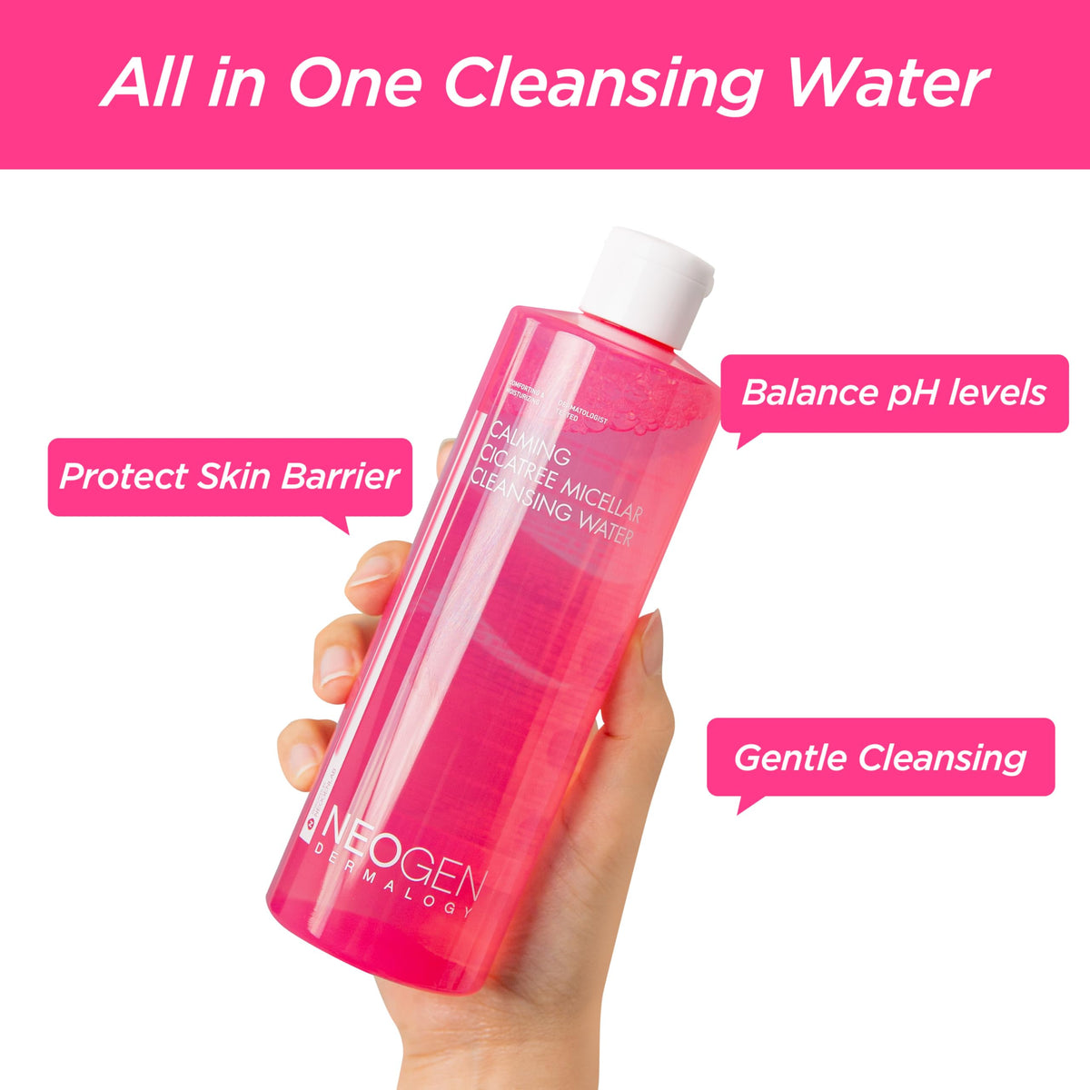 DERMALOGY Calming Cleansing Water in bathroom setting