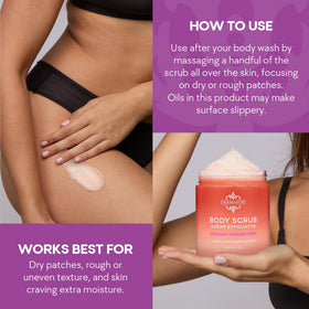 Dermasuri Exfoliating Sugar Scrub Coconut Passion Fruit in a bathroom setting