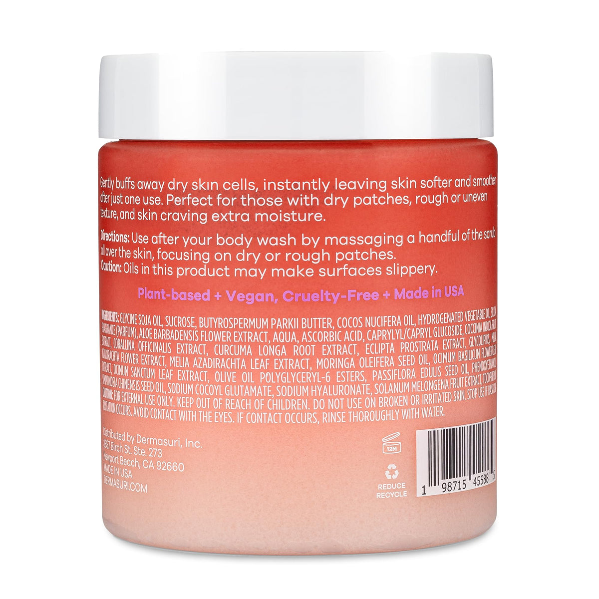 Dermasuri Exfoliating Sugar Scrub Coconut Passion Fruit on a towel