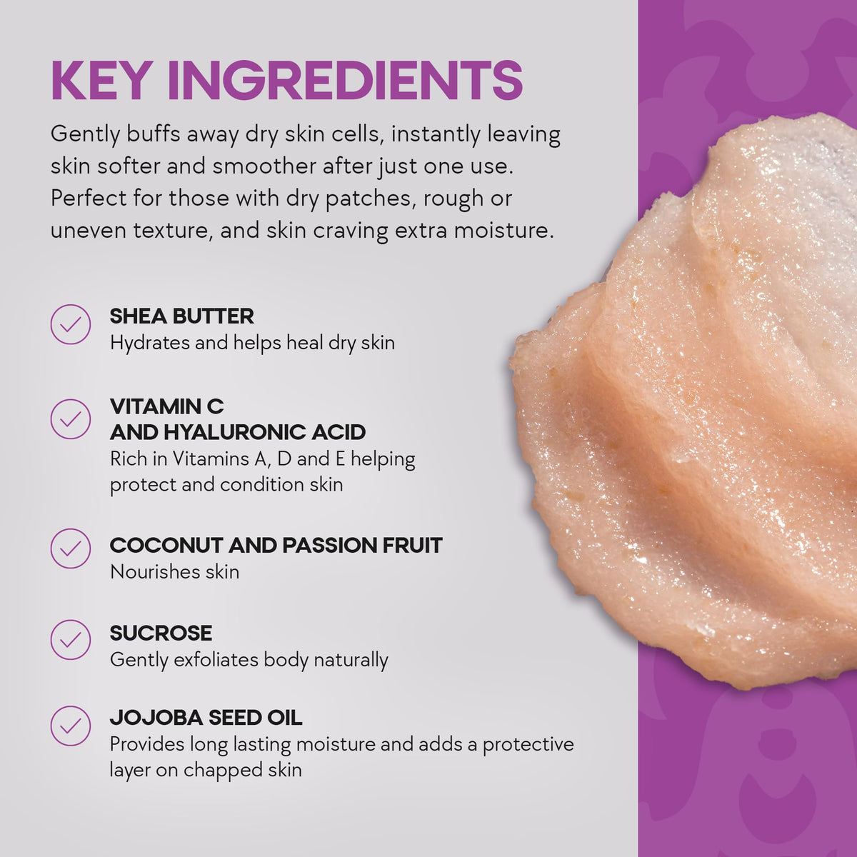 Dermasuri Exfoliating Sugar Scrub Coconut Passion Fruit packaging