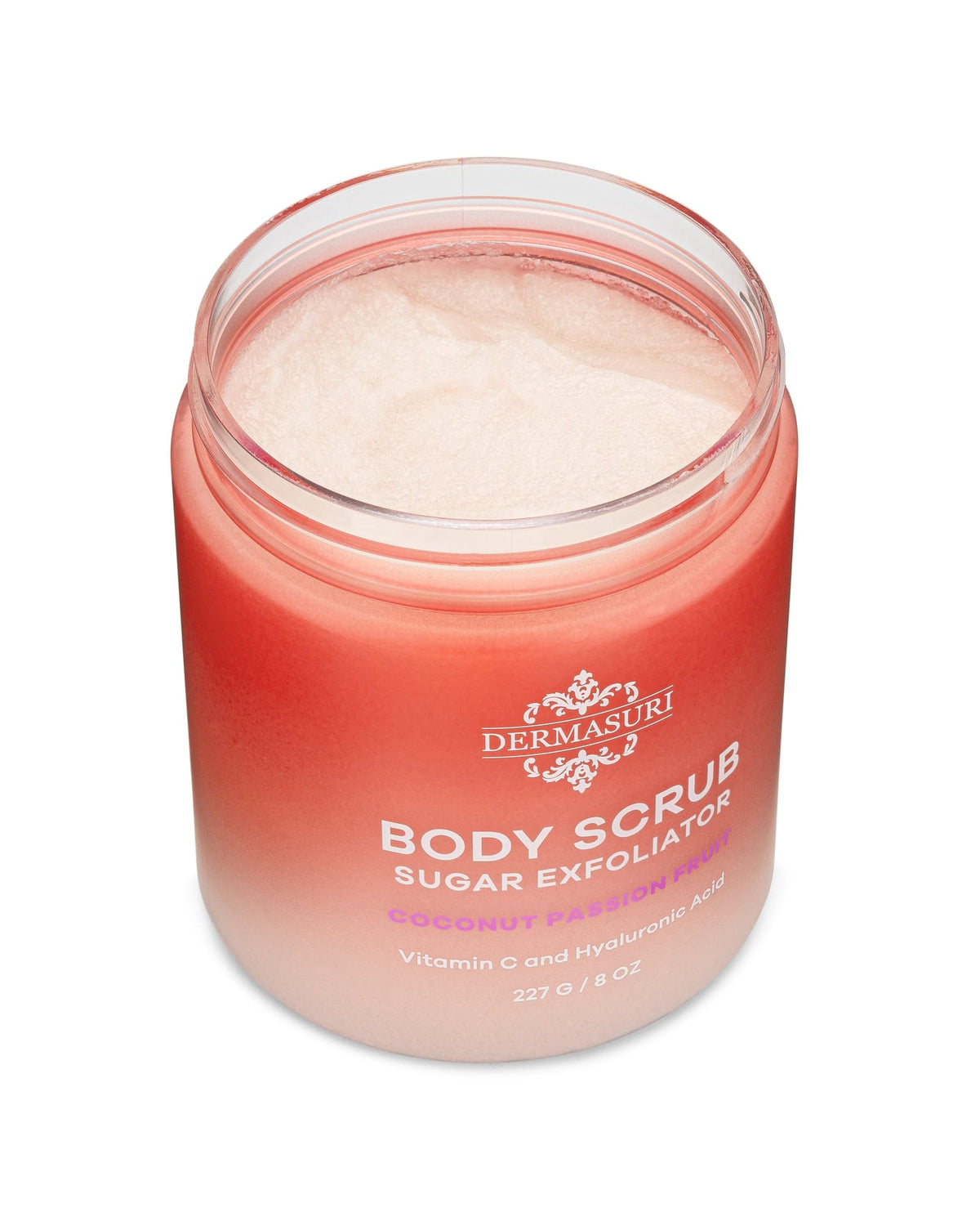 Dermasuri Exfoliating Sugar Scrub Coconut Passion Fruit with natural ingredients